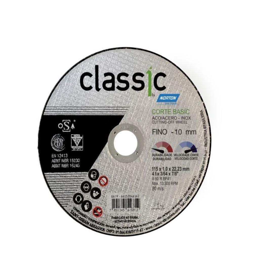 DISCO CORTE METAL CLASSIC NORTON 115x1.0